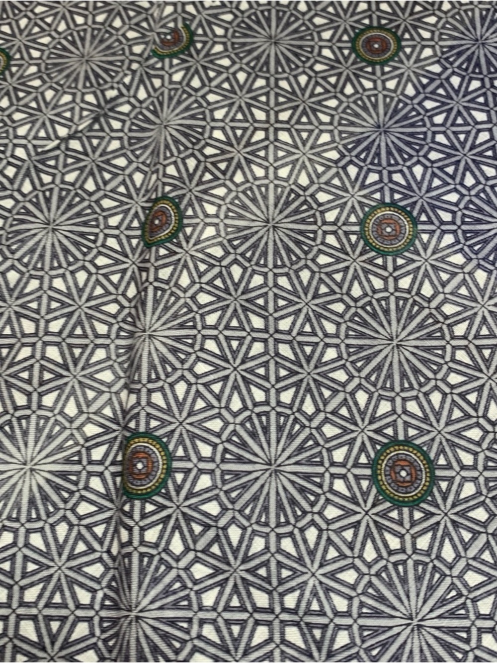Christian Dior Geometric Print Handkerchief in Gray, Green & White - Picture 9 of 13